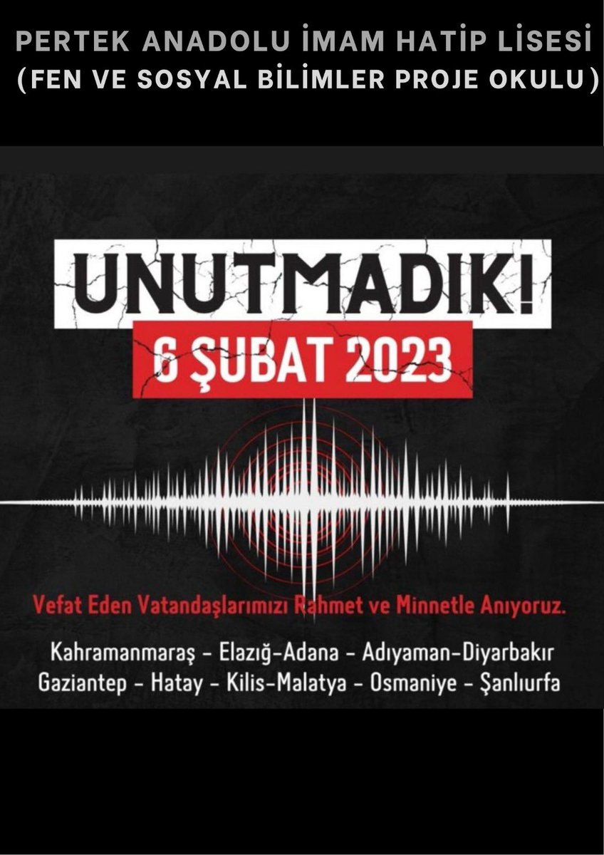 Rahmet ve minnetle..

#6subat2023
<a href="/tcmeb/">Millî Eğitim Bakanlığı</a> @Yusuf_Tekin <a href="/CelileErenOKTEN/">Celile Eren ÖKTEN</a> <a href="/yilmaznazif/">Nazif Yılmaz</a> <a href="/meb_dinogretimi/">MEB Din Öğretimi Genel Müdürlüğü</a> <a href="/drahmetisleyen/">Ahmet İşleyen</a> <a href="/TunceliValiligi/">T.C.Tunceli Valiliği</a> <a href="/sefikaygol/">Şefik AYGÖL</a> <a href="/Tunceli_MEM/">Tunceli İl Millî Eğitim Müdürlüğü</a> <a href="/BahameddinK/">Bahameddin KARAKÖSE</a> <a href="/TC_Pertek/">Pertek Kaymakamlığı</a> <a href="/pertek62/">Pertek İlçe MEM</a> <a href="/YunusNozoglu/">Yunus Nozoğlu</a>