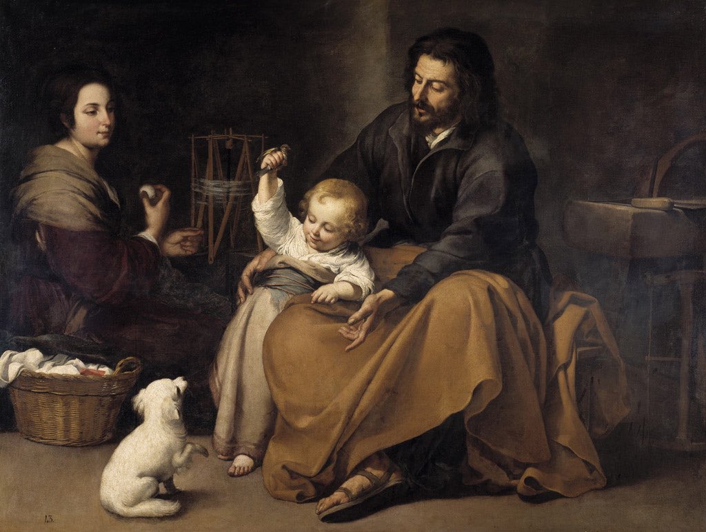 作:バルトロメ・エステバン・ムリーリョ  
小さな鳥と聖家族 The Holy Family with a Little Bird 
(1650)