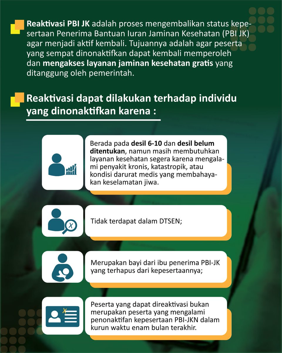 KemensosRI's tweet image. Menemukan bahwa KIS #SobatSosial non-aktif? Yuk cek mekanisme tata cara reaktivasinya di grafis berikut!