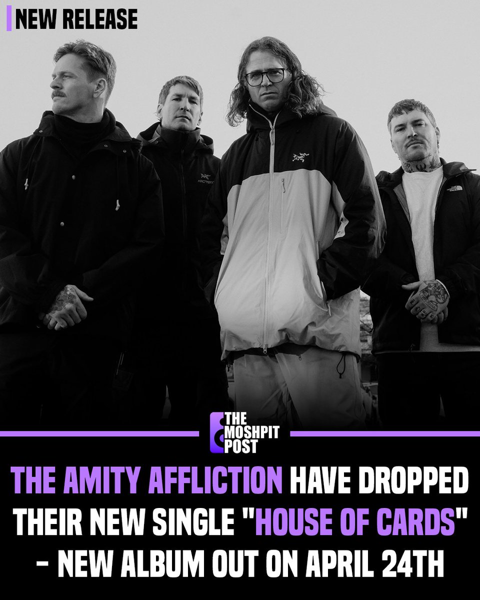 The Amity Affliction have dropped their new single titled "House Of Cards" - available now on all major music streaming platforms!

The band's upcoming album "House Of Cards" is set for release on April 24, 2026 via Pure Noise Records.