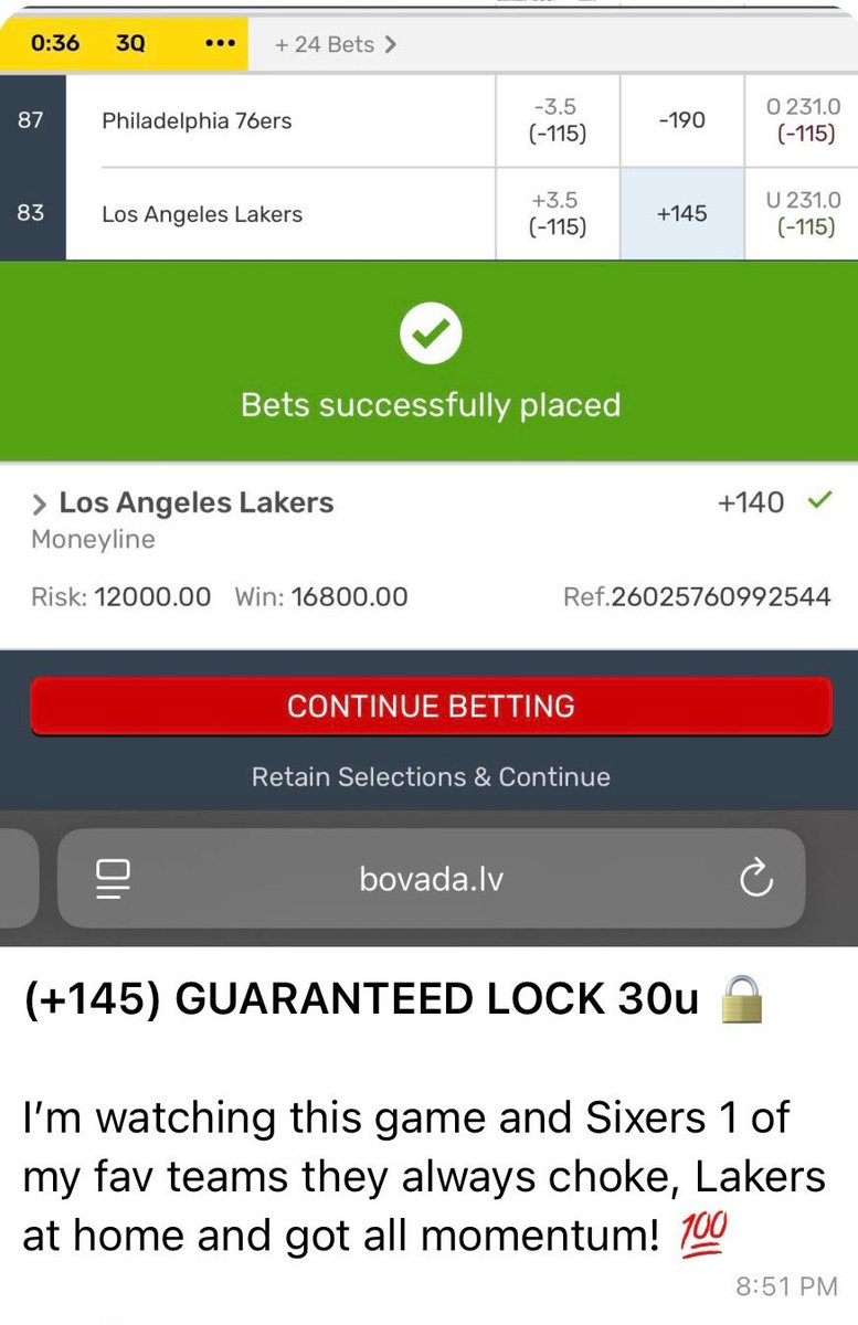 HANMER LAKERS RIGHT NOW! (+145) 🐳🔒

14-1 FREE PLAY RUN ✅✅✅✅✅✅✅✅✅