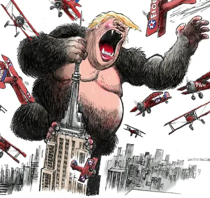 Trump in a youtube video AMde Monkey noises and it Went so viral that Alot of news Platforms Made art about it and published it! And called Trump TRUMONKE
usatoday.com/story/opinion/…