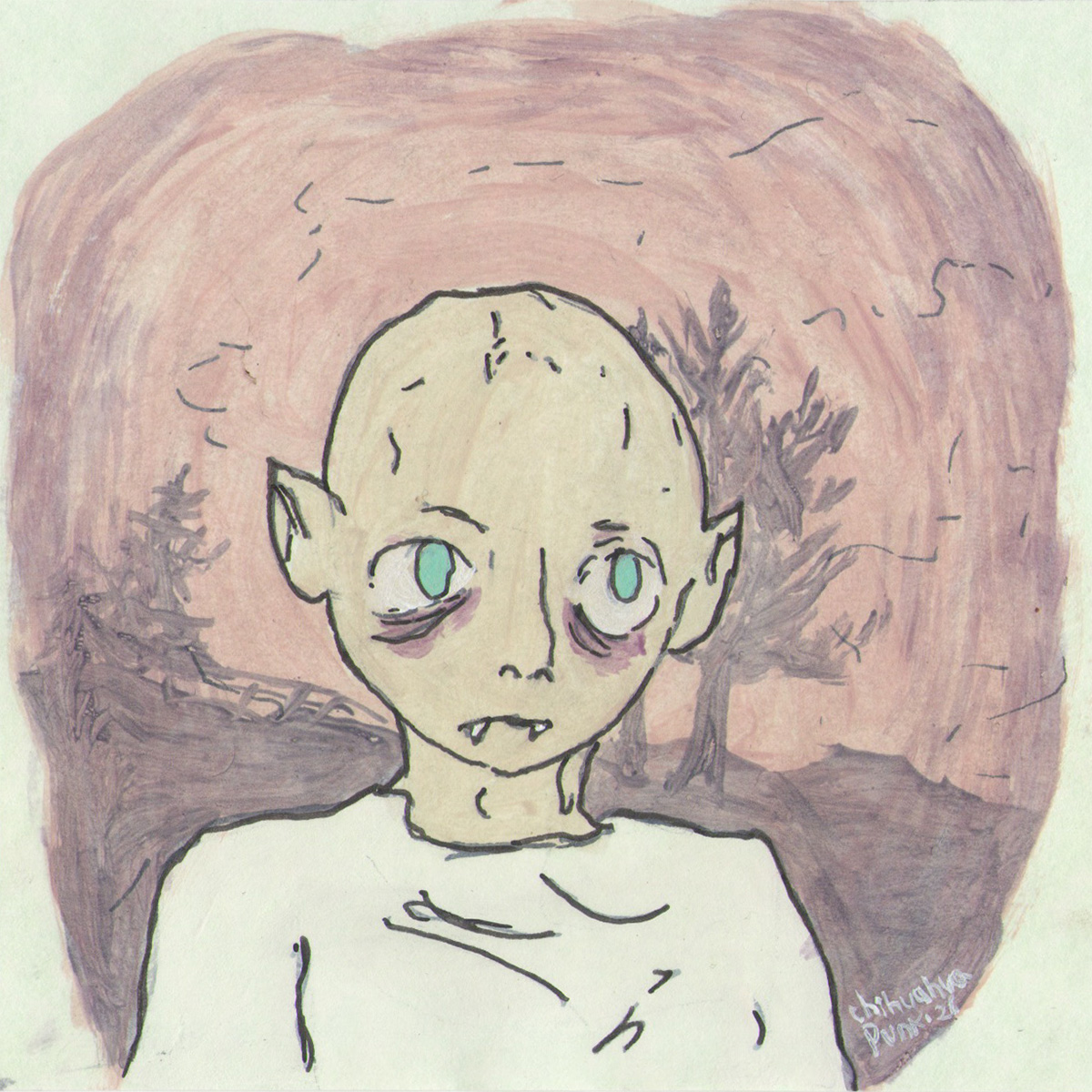 chihuahuapunk's tweet photo. #creatuanary 26: #strigoi 🧛‍♂️ #cryptid #creatuanary2026 #traditionalillustration https://t.co/w75ecW1Kta
