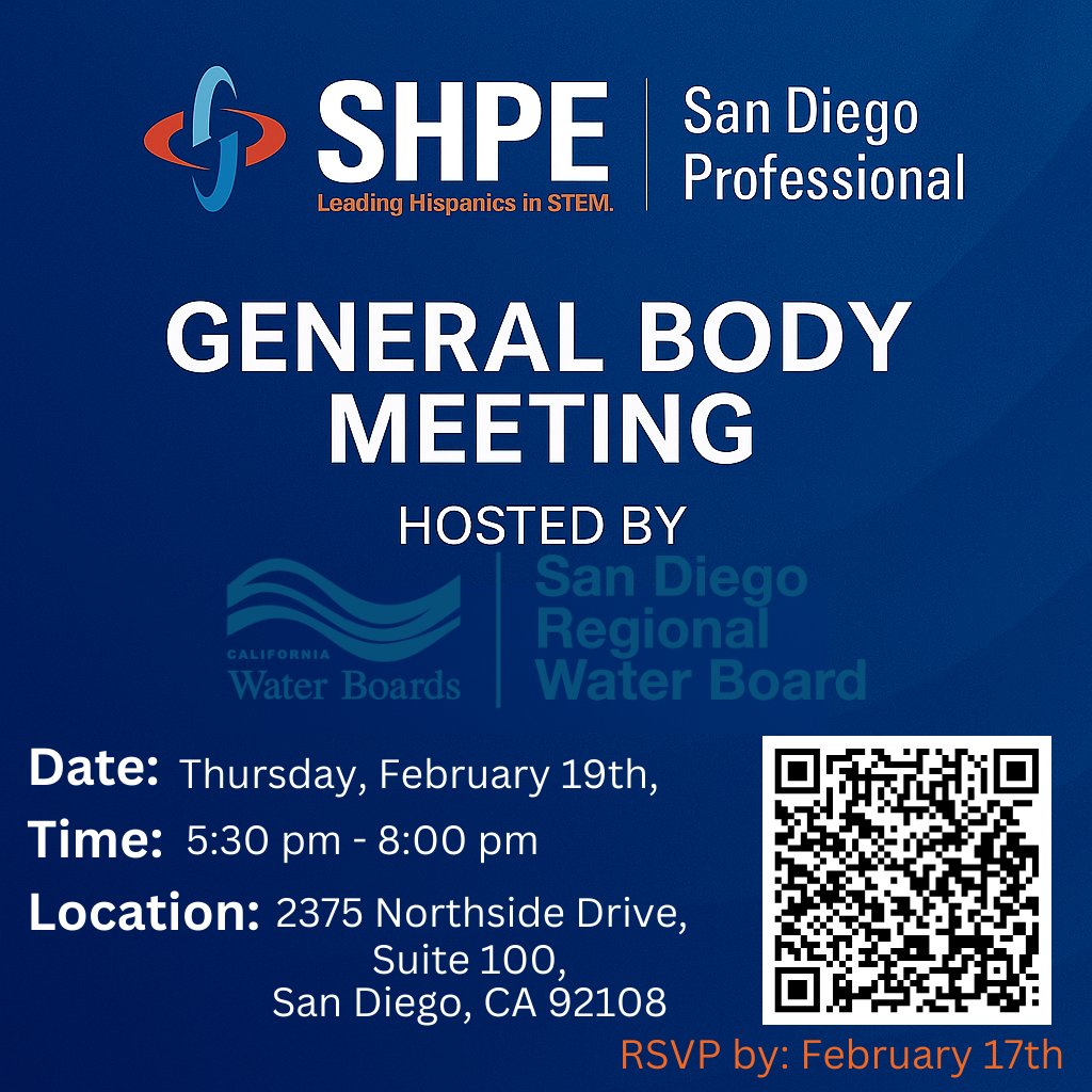 📣 You’re Invited: February 2026 GBM
📅 Date: February 19, 2026
 ⏰ Time: 5:30 PM – 8:00 PM
 📍 Location: 2375 Northside Drive, Suite 100, San Diego, CA 92108
📝 RSVP by: February 17, 2026 at 11:59 PM
lnkd.in/gryEykG