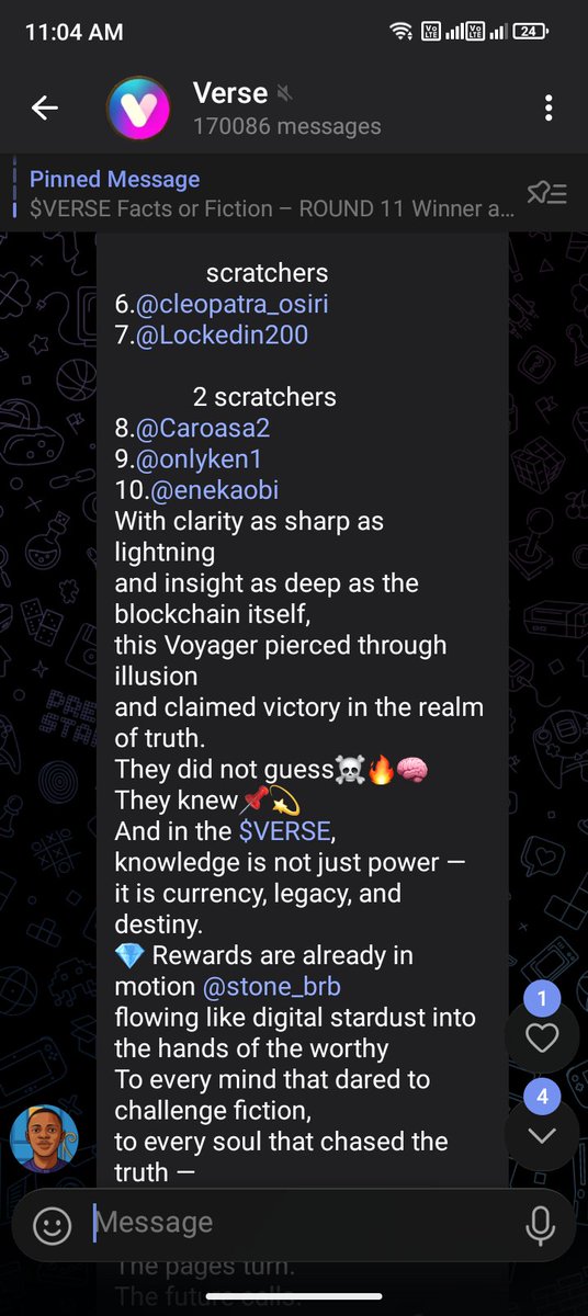 ra79151_jahinur's tweet photo. $VERSE Facts or Fitcoin --Round 11
Winner 🙌🏆🏆 announcement
@VerseEcosystem @Bitcoin
#Web3Gaming #moreview #socailmedia #Web3Life
Join our community: https://t.co/tJLRS1sebk https://t.co/SYD95obviU
