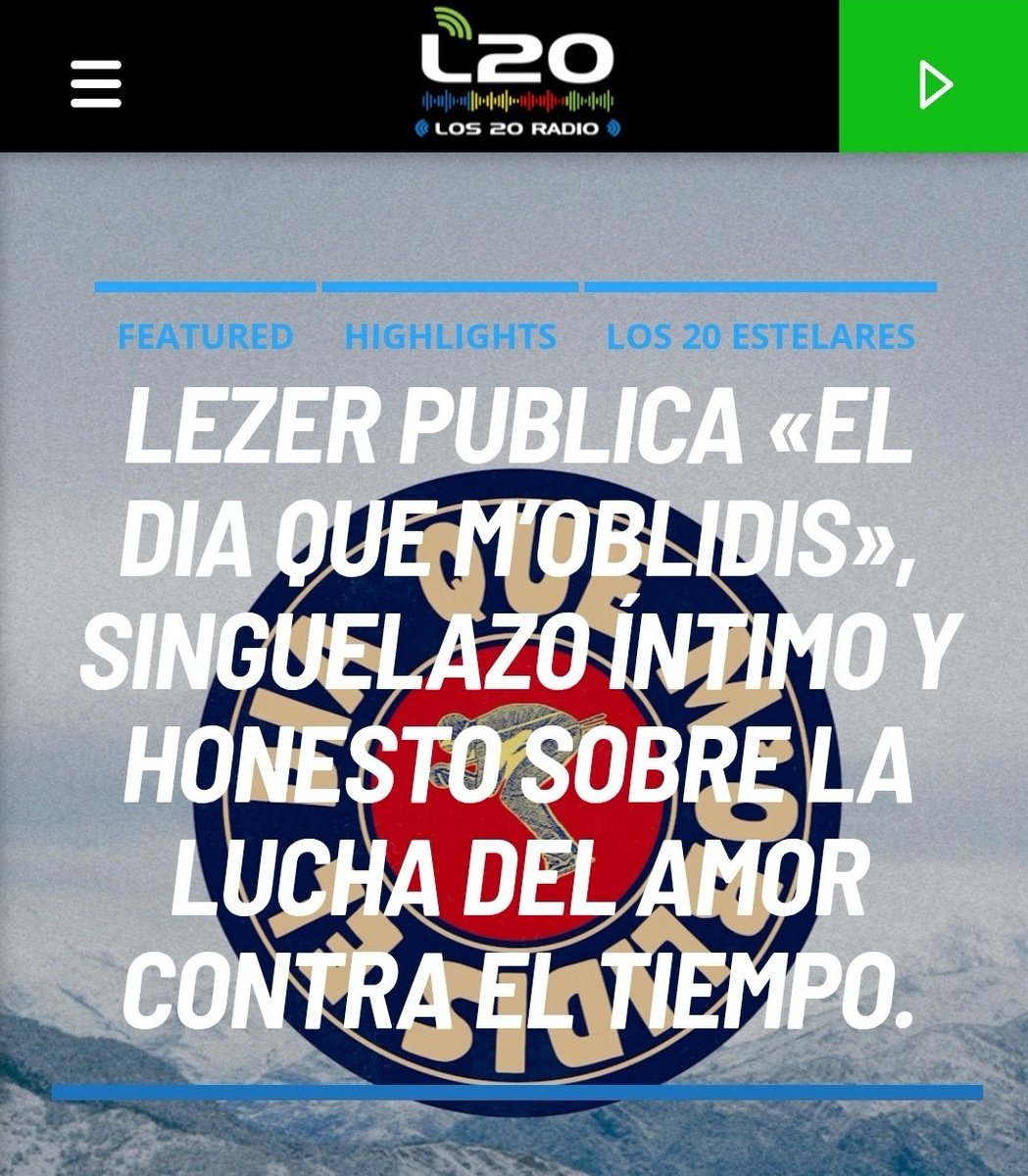 Los20Estelares's tweet photo. 🗞 Lezer publica «EL DIA QUE M’OBLIDIS», singuelazo íntimo y honesto sobre la lucha del amor contra el tiempo. (#LezerMusic). - Vía @Los20Radio ℹ️👇
🔗https://t.co/OCniHdudQQ
#Recomendado #Lezer #Los20Estelares #Los20Radio #L20E https://t.co/rgp1G5zCRv
