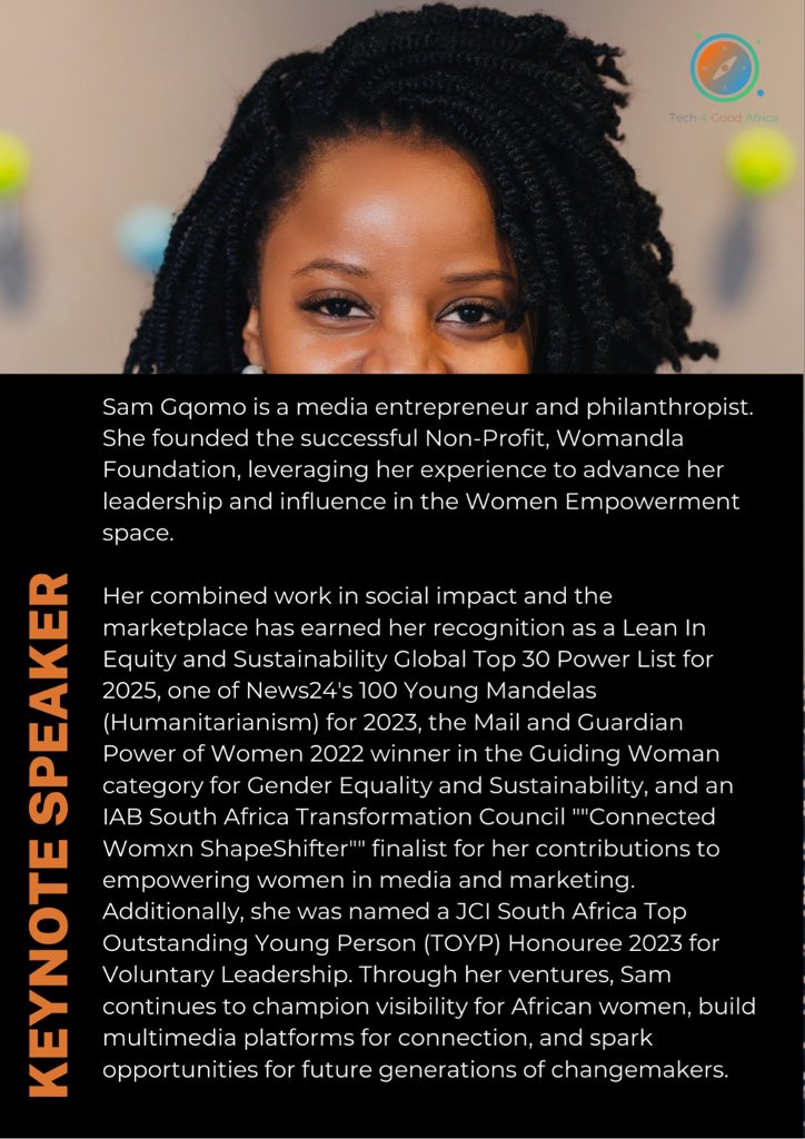 Tech4GoodAFRICA's tweet image. Week Two is about to get even better🔥

We’re excited to welcome Sam Gqomo and Tatenda Mujeye as our speakers.

Two voices. Real insights. Practical conversations you don’t want to miss!!!

#Tech4GoodAfrica #WeekTwo  #SpeakerAnnouncement #Techcommunity #Learninginprogress #Impact