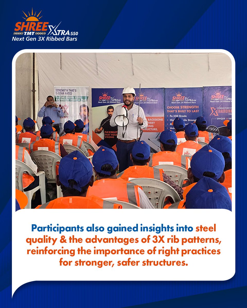 shreetmtpremium's tweet image. Our Shree TMT Bar Benders Educational Program in Hyderabad brought bar benders and centering teams together for hands-on learning on correct bending practices, steel quality, and safer, long-lasting concrete structures.
.
#ShreeTMT #EventPost #BuildingAHome #Knowledge
