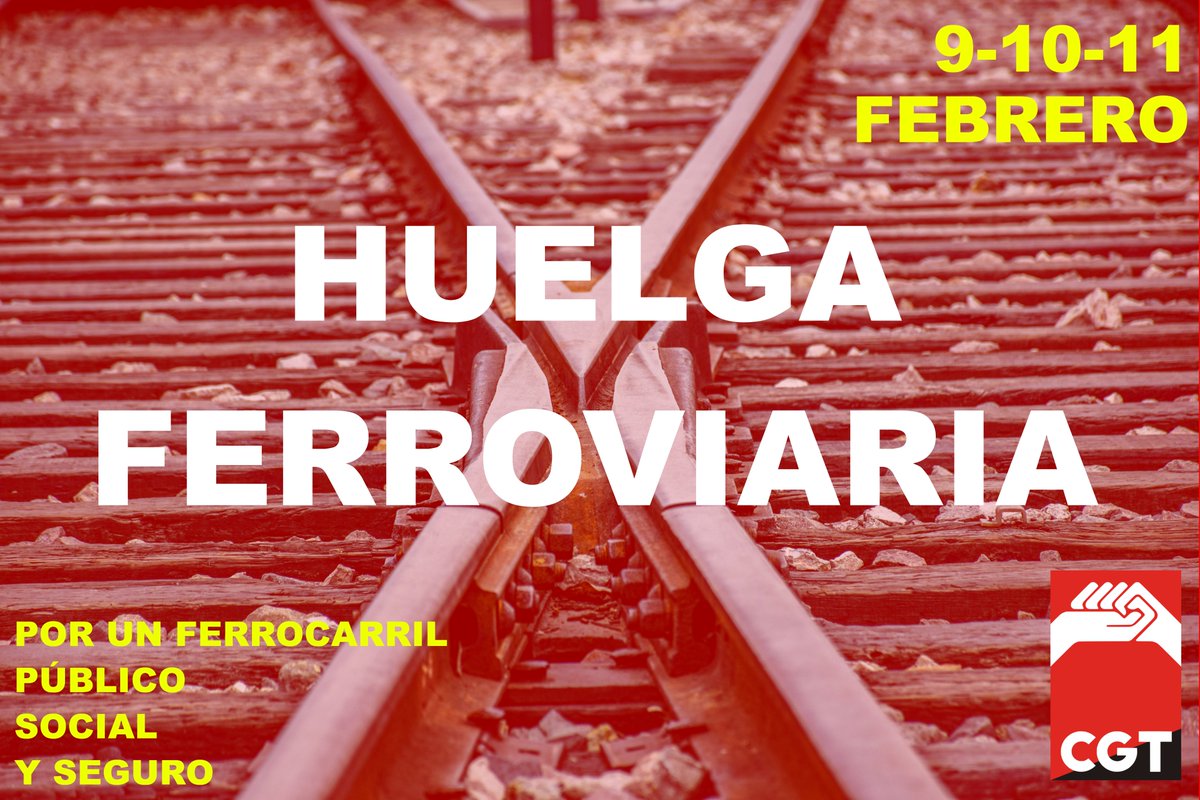 #Comunicado 

"El pozo sin fondo del ferrocarril: la #AltaVelocidad".

#Huelga 9, 10 y 11 de febrero por el futuro del servicio público del #ferrocarril.

cgt.es/el-pozo-sin-fo…