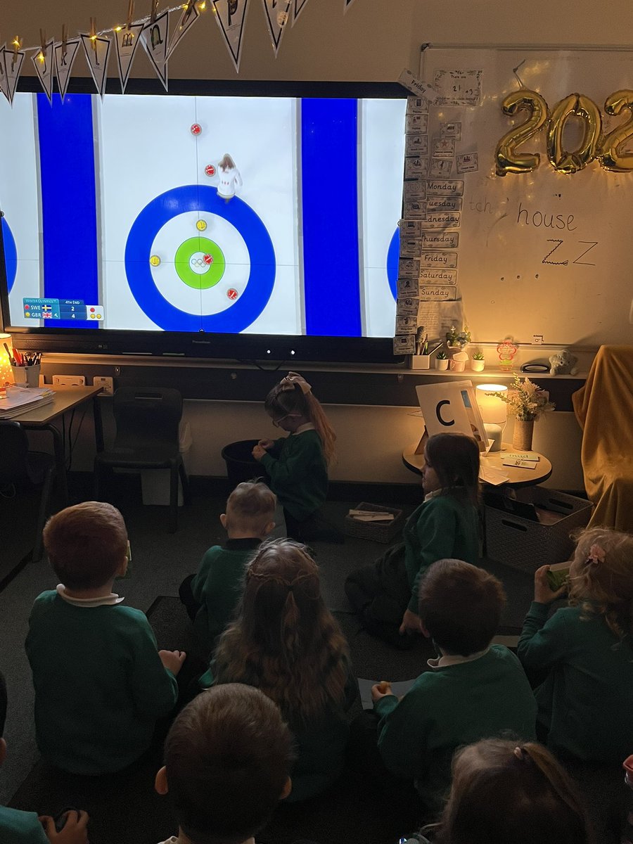 F2 have been talking about the Winter Olympics this week, so we’re supporting the GB curling team whilst we have our milk this morning!