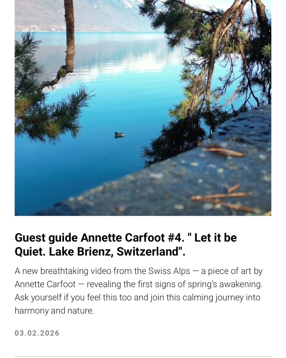 NewMeCoach's tweet photo. Friday pause 🌿
“Let It Be Quiet” — Lake Brienz, Switzerland by Annette Carfoot.
A few minutes of beauty + stillness🌫️ https://t.co/nMdkNEpwTZ

#CloudRetreat #LetItBeQuiet #SlowDown https://t.co/WWqWOfLk6o