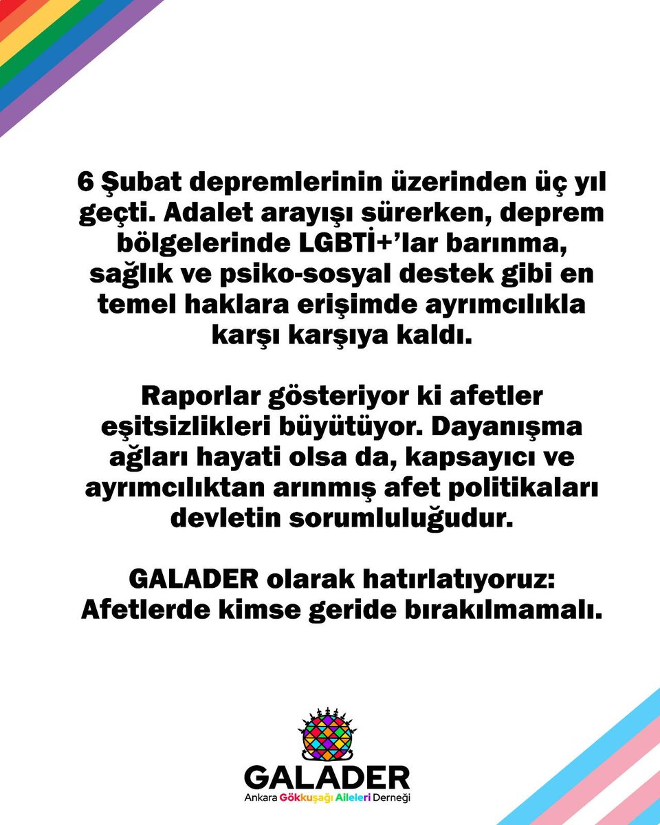 Ankara Gökkuşağı Aileleri Derneği (GALADER) tweet media