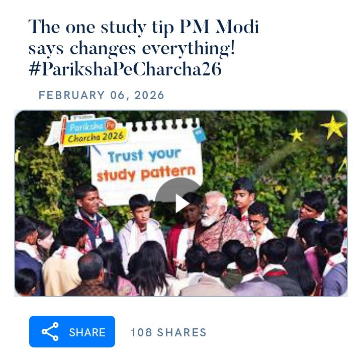 PrahaladChakra5's tweet photo. The one study tip PM Modi says changes everything! #ParikshaPeCharcha26
https://t.co/1mpHkRckUU

via NaMo App https://t.co/UXE5sgFnK4