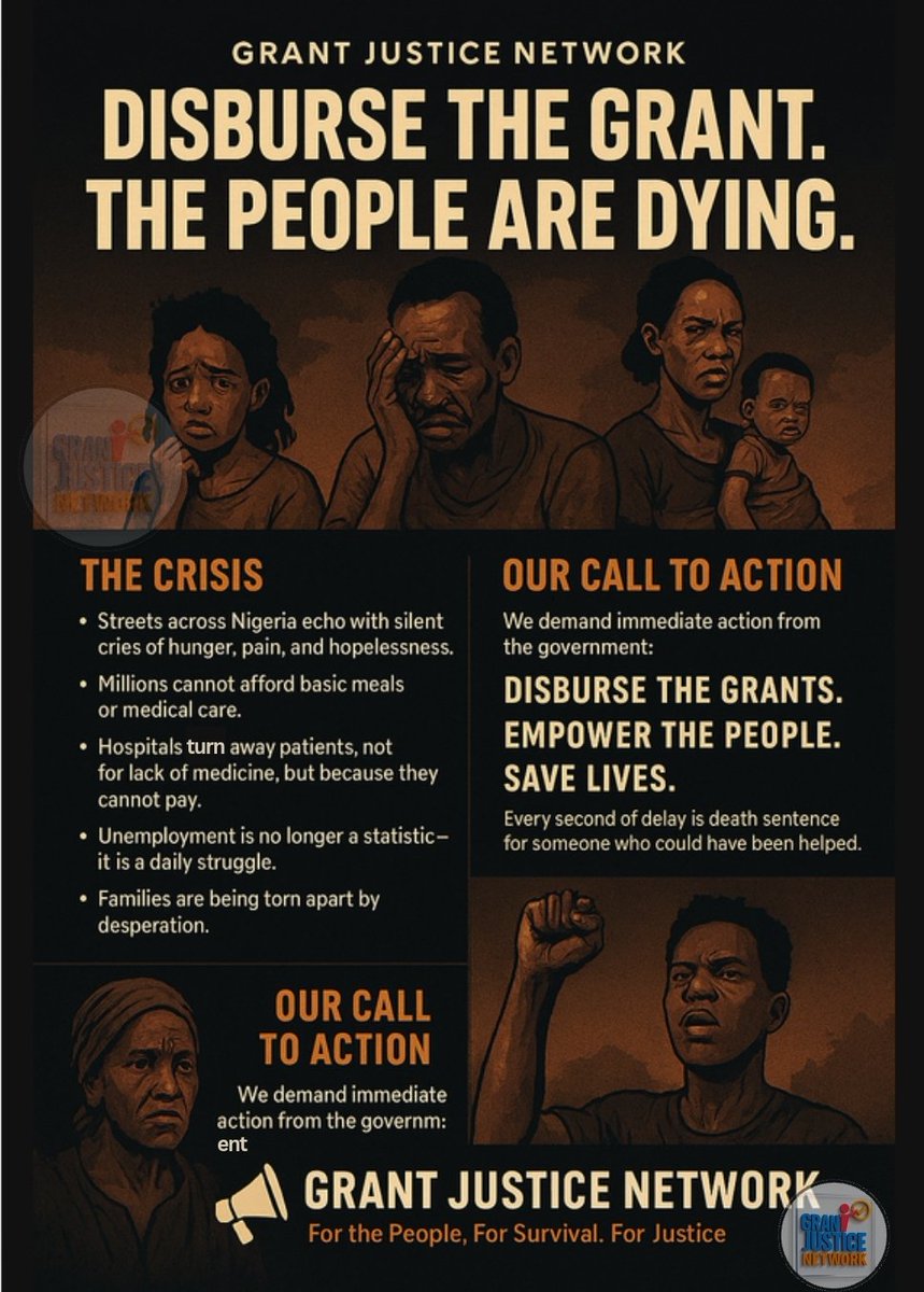 DecideGrant2025's tweet photo. 🇳🇬 What’s happening in Nigeria is a humanitarian crisis.
Millions live in poverty.
Children go to bed hungry.
Hospitals reject patients who can’t pay.
Meanwhile, grant funds meant for relief remain untouched.
@NGRPresident @cenbank @worldbankgroup @IMFNews
 #JusticeForThePoor https://t.co/49ibDPNATO