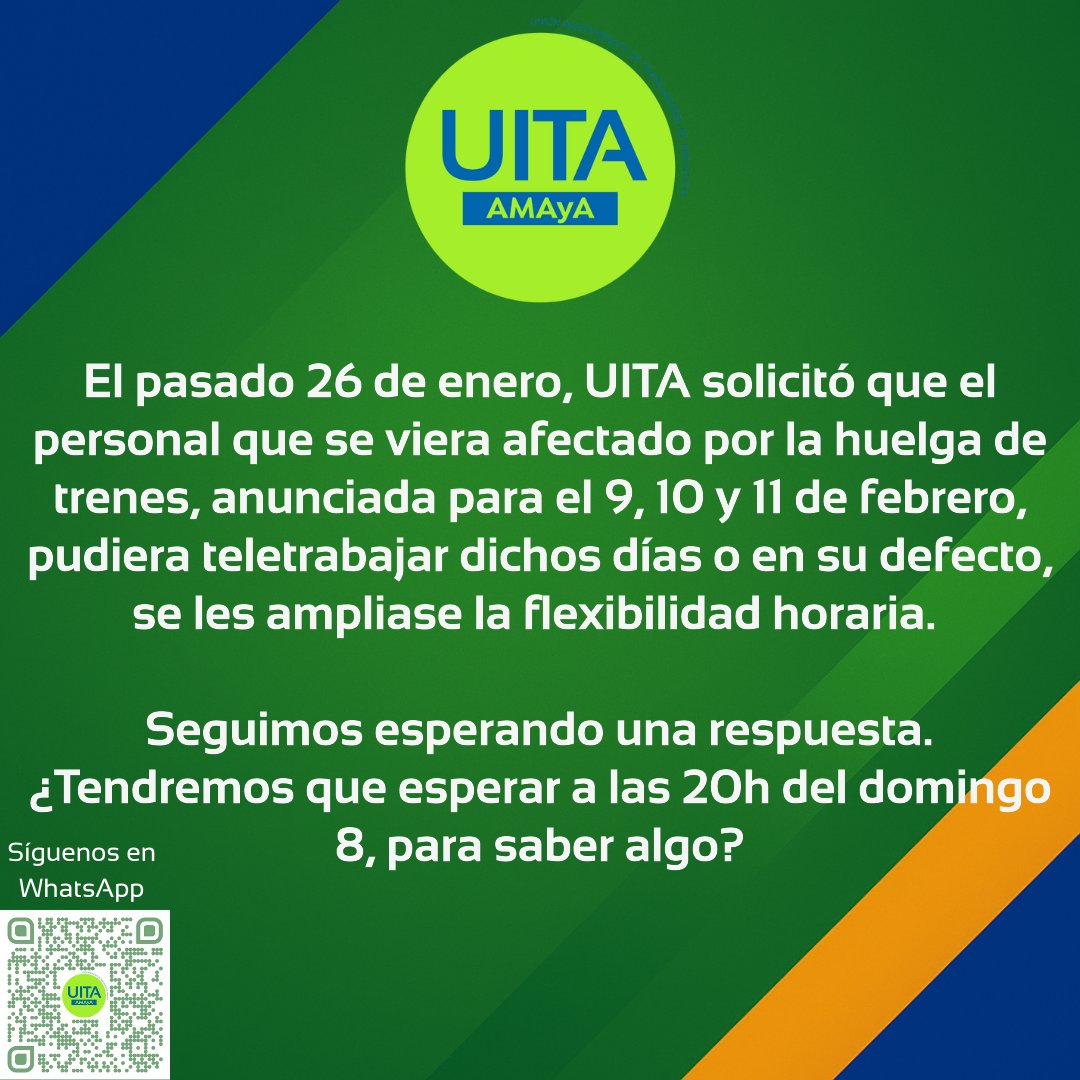 Los trabajadores de <a href="/AndaluciaAMAyA/">AMAYA</a> siguen si saber que medidas tomará la Agencia, respecto a los trabajadores afectados por la huelga de trenes