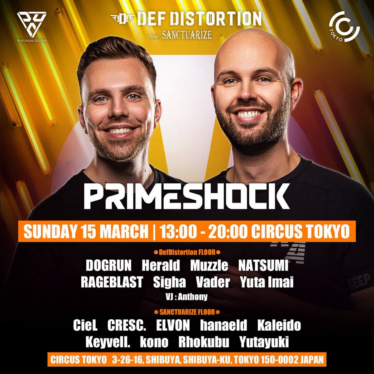 【フルラインナップ発表】
Primeshockが初来日！
2026年一発目の #DefDis フルラインナップ発表！

前売りチケットはこちら！
passmarket.yahoo.co.jp/event/show/det…

お待ちしております！
#DefDis #RAGEBLAST #SANCTUARIZE