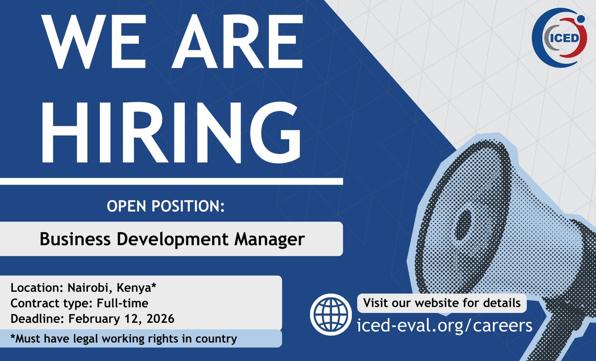 #EIDMcareer #JobOpportunity

@ICED_THINKTANK is seeking a Business Development Manager based in Nairobi, with the possibility of regional and international travel.

The role involves leading business development and resource mobilisation for ICED, securing sustainable funding