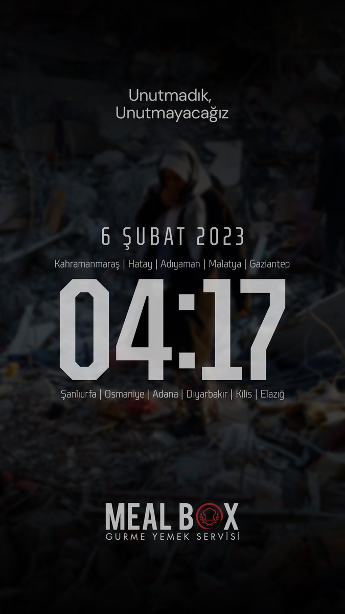 6 Şubat'ta meydana gelen Kahramanmaraş merkezli depremlerde hayatını kaybeden vatandaşlarımızı rahmetle anıyoruz.