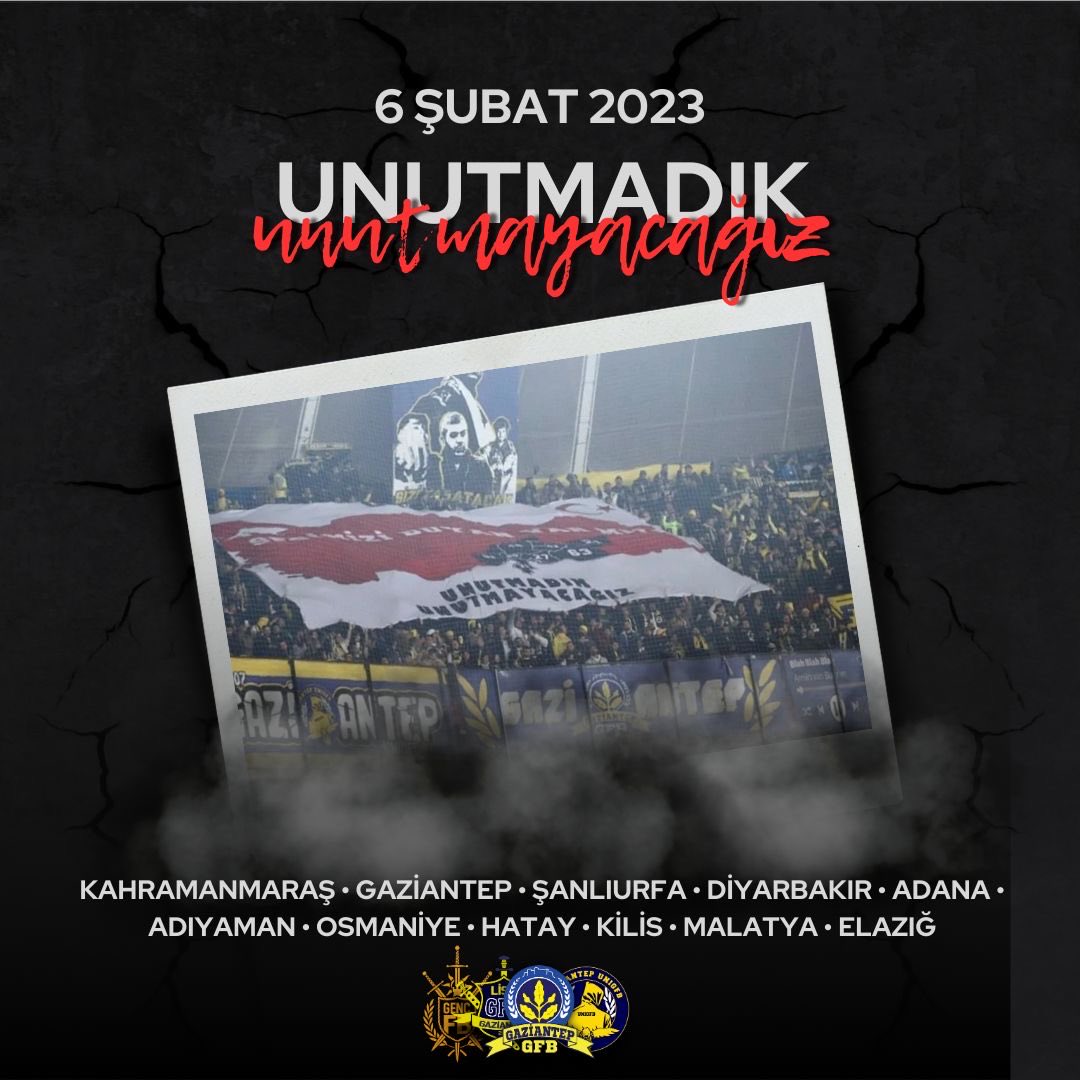 UNUTMADIK,UNUTMAYACAĞIZ

6 Şubat’da yaşanan Kahramanmaraş merkezli depremlerin 3. Yıldönümünde kaybettiğimiz tüm vatandaşlarımızı sevgi ve rahmetle anıyoruz.