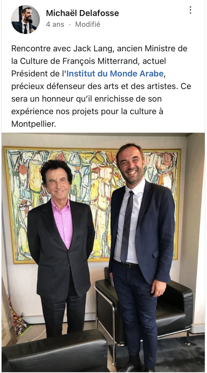 M. <a href="/MDelafosse/">Michaël Delafosse - Maire de Montpellier</a>, maire PS,
S’afficher avec Jack Lang pendant votre mandat était un choix courageux.
Pensez à partager.
À votre service.
#JeffreyEpstein