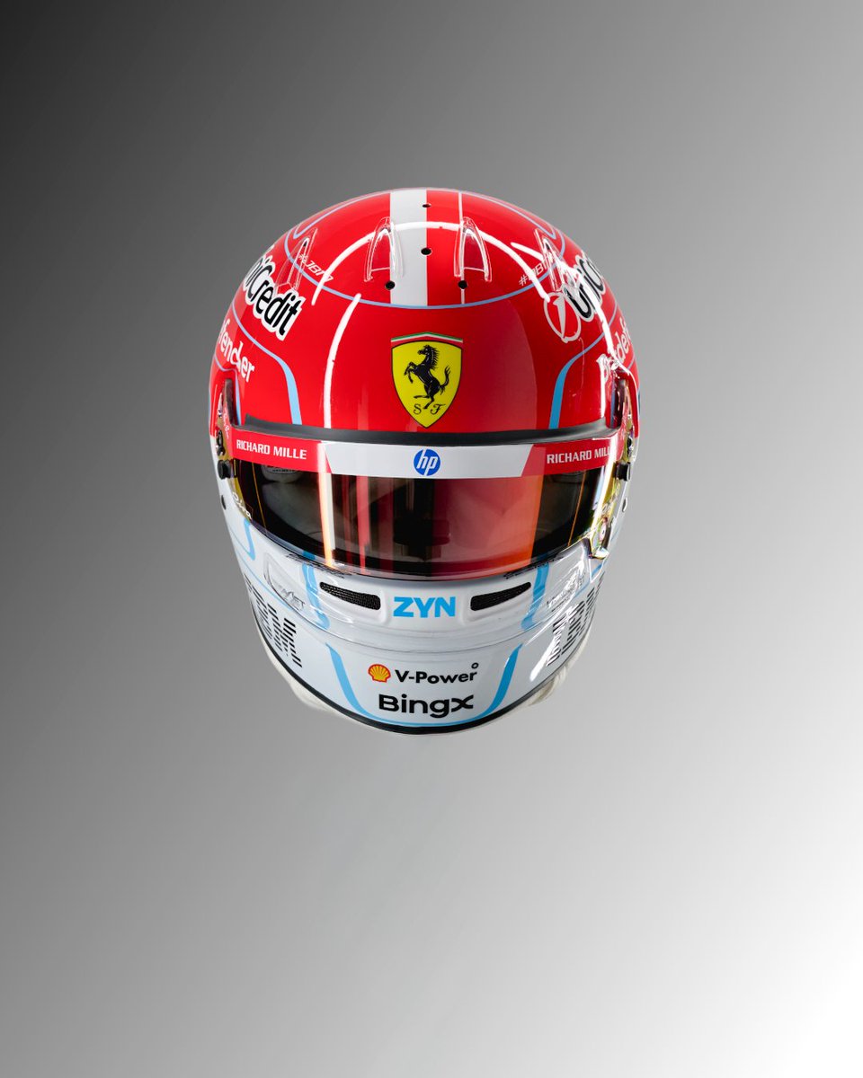 ScuderiaFerrari's tweet photo. COLD captures of Charles’ 26 season helmet https://t.co/hYvOWhRZwP