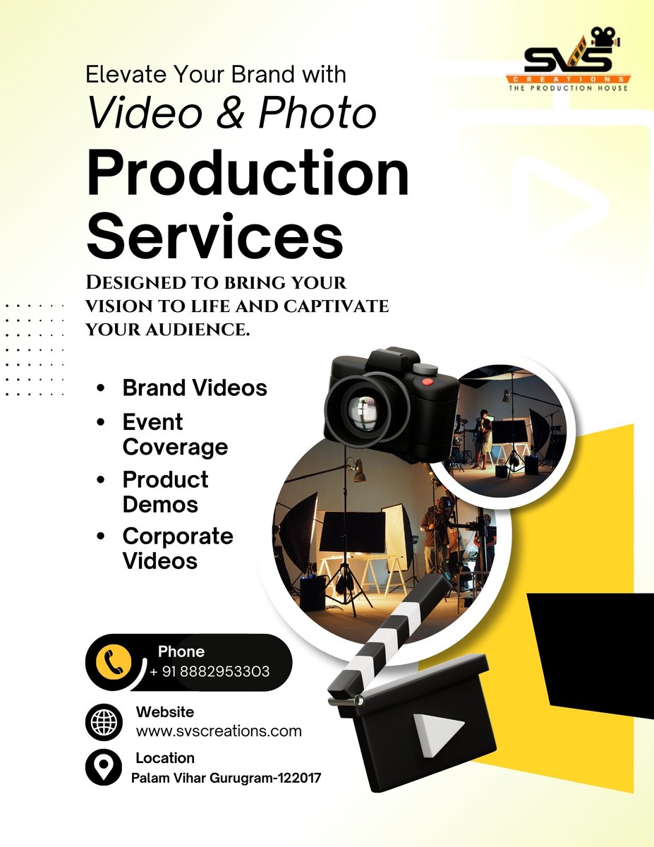 CreationsSvs's tweet photo. From brand videos to corporate shoots 
we create visuals that grow your business.
Contact SVS Creations today

#SVSCreations 
#ProductionHouse 
#VideoProduction 
#PhotoProduction 
#CreativeAgency 
#BrandVideos 
#CorporateVideos 
#EventCoverage 
#ProductShoot 
#ContentCreation https://t.co/zuz265LBVm