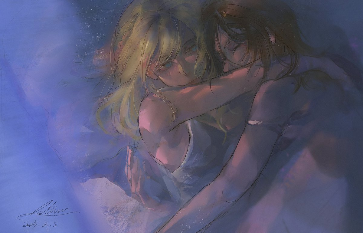 ユミルとヒストリアが結婚して10年経った時の様子。(勝手に想像)
#yumihisu #Fanarts #aot #hisuyumi 
#100日チャレンジ   13/100 #イラスト