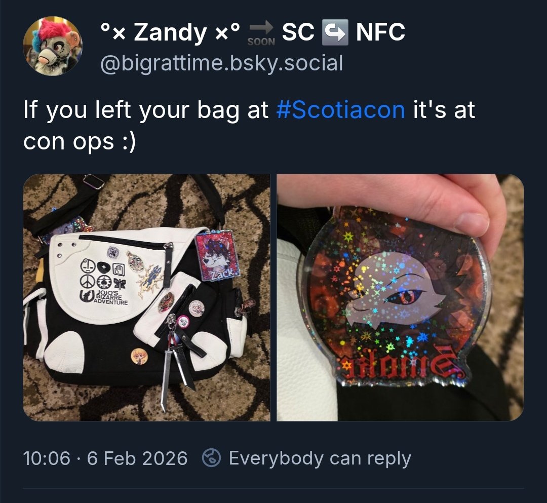 If you left your bag at #scotiacon its at con ops near thr argyll suite!