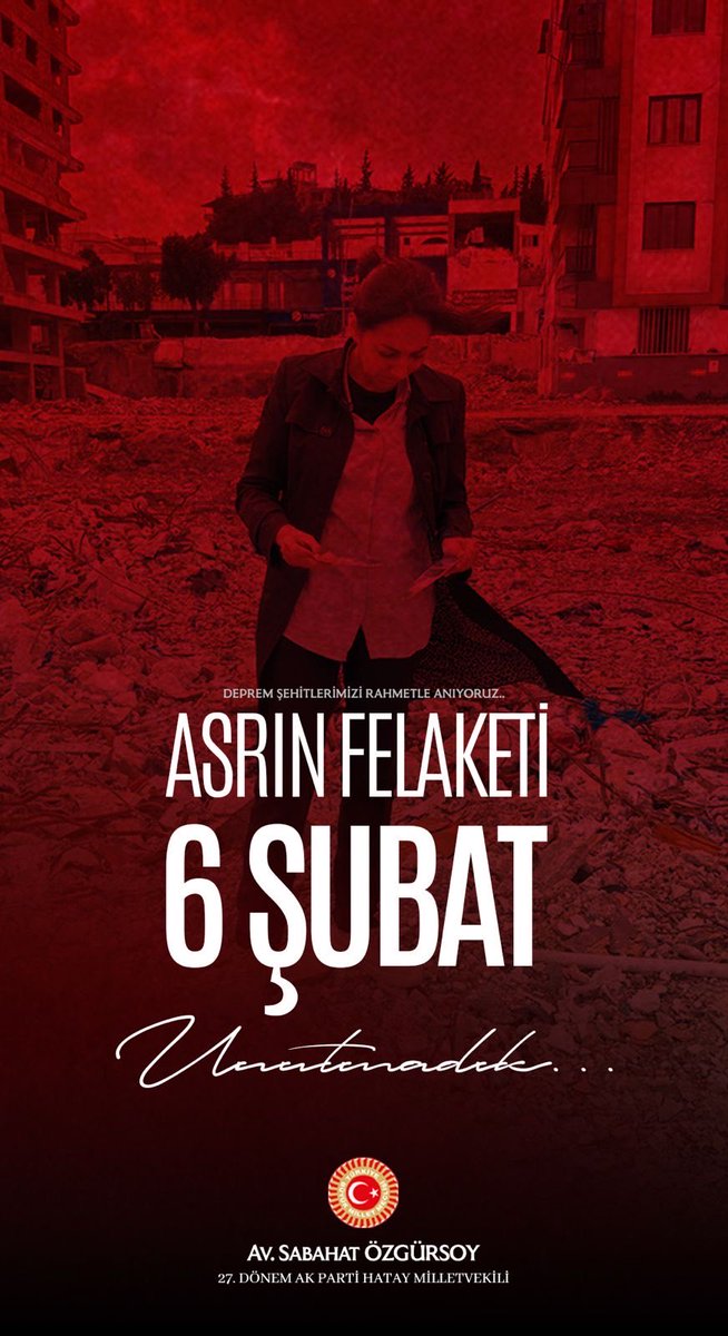 6 Şubat 2023…

Yalnızca bir tarih değil; hafızalarımıza kazınan derin bir acı.

Rabbim, milletimize bir daha böylesi büyük bir felaket yaşatmasın.

Hayatını kaybeden vatandaşlarımızı rahmetle anıyor, aziz hatıralarını asla unutmuyoruz.

#6subat2023