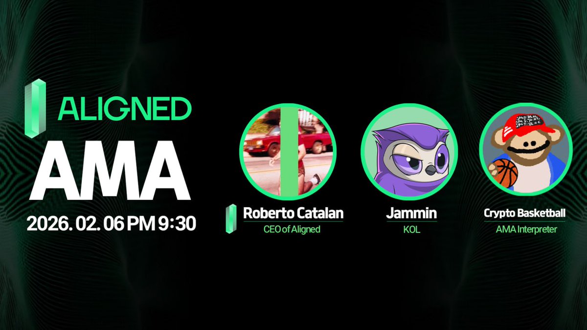 잼123 x Aligned AMA 릴레이 마지막~~

AMA 정보
- 일정 : 2월 6일 오늘 밤 9시 30분
- 장소 : 잼민123 스페이스 (x.com/i/spaces/1LyxB…)
- 조건 : Aligned AMA 이번 주 4개 모두 참여
- 보상 
- Aligned NFT X 20명
- 모바일 상품권 5만원권 X 5명 
- 모바일 상품권 3만원권 X 10명 
- 모바일