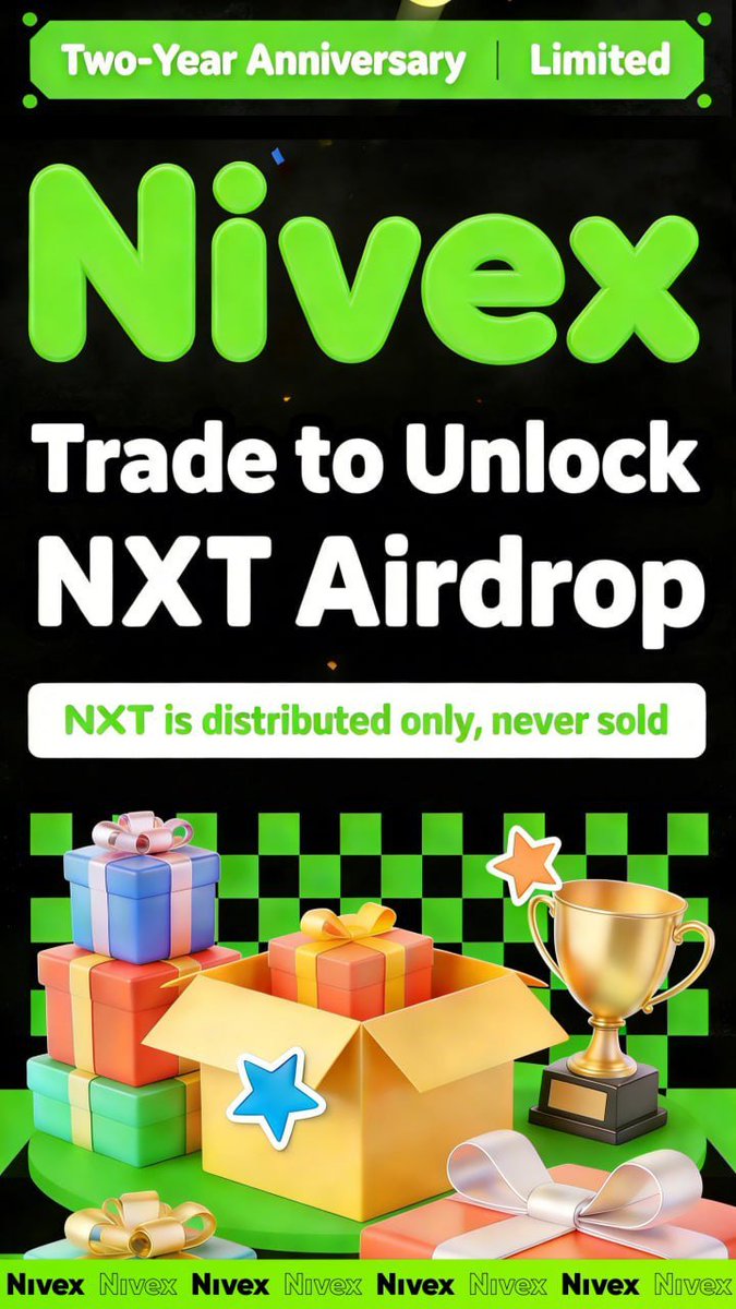 nx_Labs's tweet photo. 🎉 Celebrate Nivex’s 2nd Anniversary with a NXT Airdrop! 🎉

⏳ Anniversary Exclusive
From Feb 1 to Mar 1, unlock your NXT rewards through trading activity. This is your chance to participate in a milestone event and receive NXT for your trading.

🎁 NXT: Airdrop Only — Not for Sale

✅Start trading today, earn rewards, and unlock your NXT share before the anniversary ends!

➡️Click to view the 2nd Anniversary event announcement:
https://t.co/Mbkc5dbi93

#Nivex #Airdrop #NXT #NXB #CryptoTrading #AirdropAlert