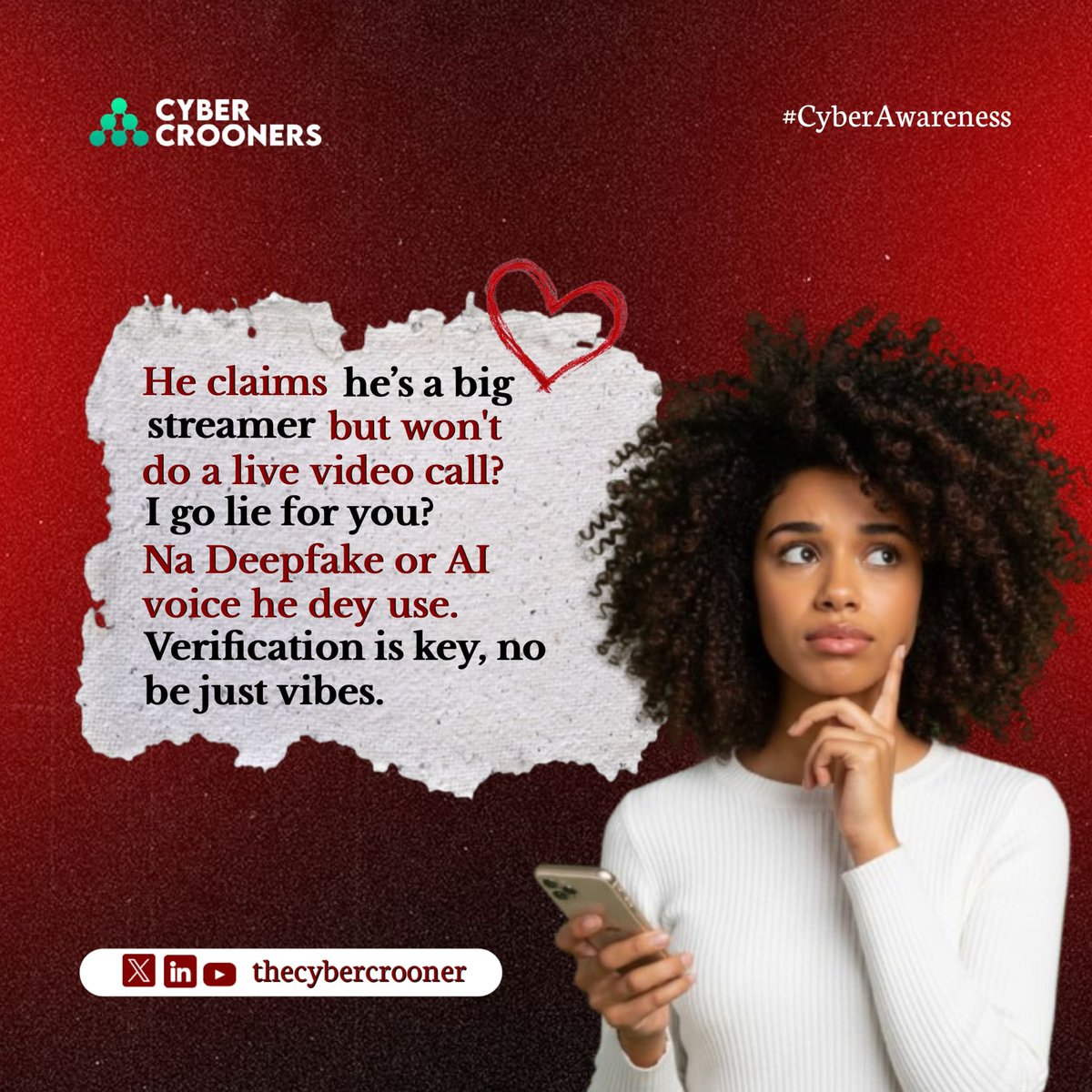 Someone can sound real, look convincing😌, and still not be who they claim to be👀.
Before you trust, verify. Always!
#thecybercrooners #cybersecurity