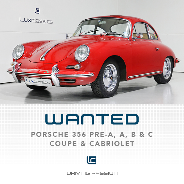 Lux Classics are continuously looking to purchase restored or unrestored Porsche 356s (preferably right hand drive) for waiting clients, either out right purchase or on consignment sale.

If you have anything, or would like an appraisal please do contact Parry Chana.