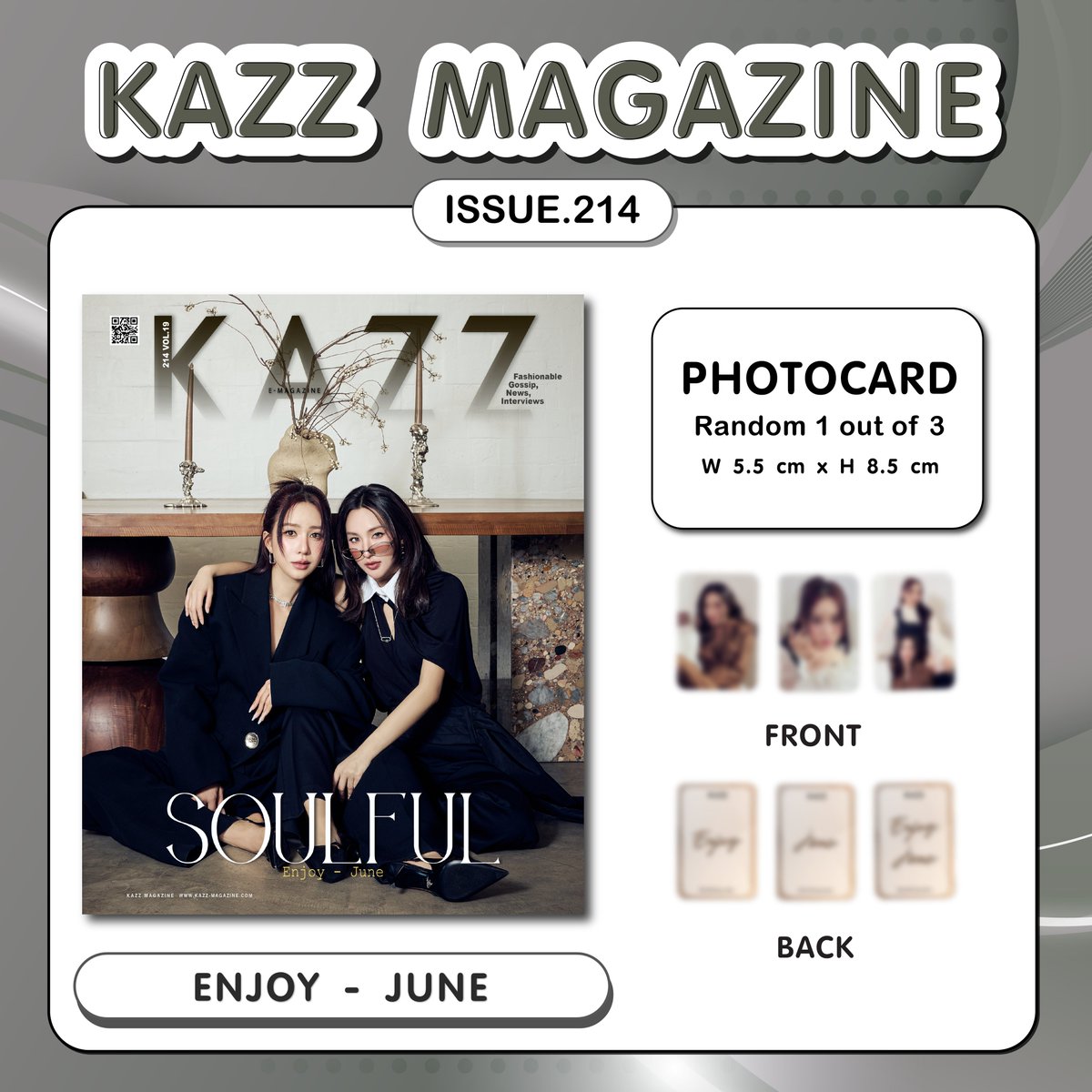 Kazzmagazine's tweet photo. #KAZZxEnjoyJune #EnjoyJune

📍พรีออเดอร์ได้ตั้งแต่วันนี้ - 28 กุมภาพันธ์ 2569
พิเศษ! เมื่อสั่งพรีออเดอร์จะได้รับ PHOTOCARD สุ่มจำนวน 1 ใบ (จากทั้งหมด 3 แบบ)

พรีออเดอร์ : https://t.co/qrj0DH8fe9
For Foreigners : https://t.co/3LFMCqw34a

#KAZZMAGAZINE #Junenannirin #Enjoyyotdr https://t.co/z3Ff8I27iP