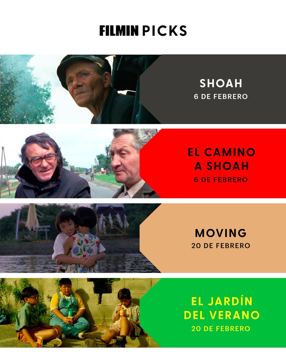 Filmin's tweet photo. Nueva tirada de nuestros #FilminPicks, obras de culto que toca (re)descubrir 💎
Este mes, el testimonio más importante sobre el Holocausto (”Shoah”) y un documental sobre cómo se hizo (”El camino a Shoah”) y dos obras claves del cineasta japonés Shinji Sōmai (“Moving” y “El jardín del verano”).