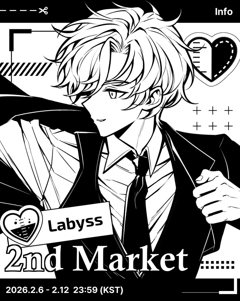 labyss_archive's tweet photo. 🖤라비스(Labyss) 2차 마켓🖤

#RT + 팔로우 한 분 추첨하여 
Series : Core 스티커 전종(7장)을 보내드립니다.

🗓️ 2026년 2월 6(금) ~ 2월 12일(목) 23:59 (KST)

트웬티 : https://t.co/P1AK9nq1ZG
윗치폼 : https://t.co/FR7zsSJQ1a

K-일러스트레이션페어(케일페) 서울 2026
뒤풀이 마켓입니다.

라비스(Labyss)는 물리학 전공자가 만든,
과학을 주제로 한 흑백 일러스트 브랜드입니다.

#케일페