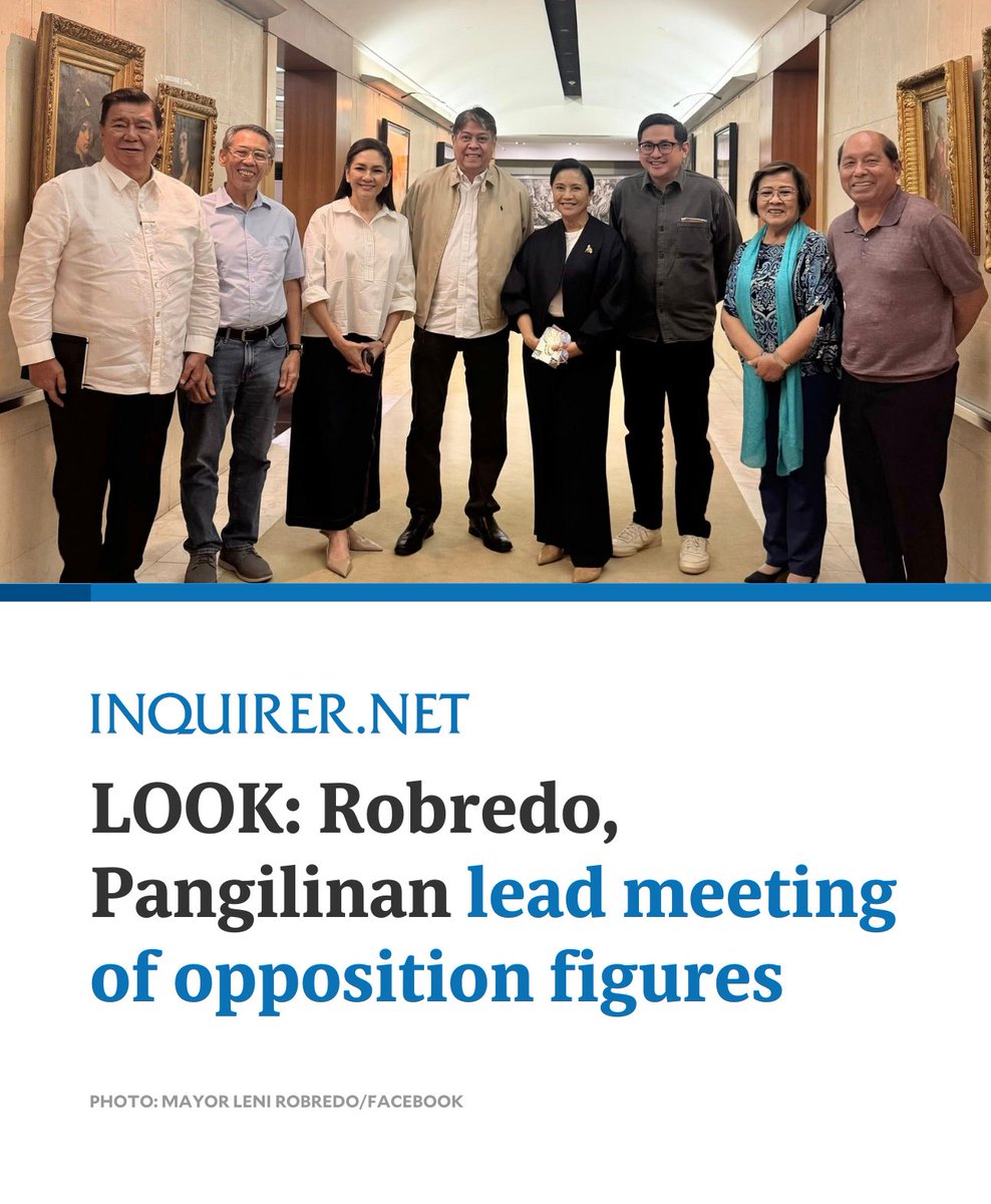 ‘FIRST TIME SINCE 2022’

Key members of the liberal opposition — from former Vice President Leni Robredo, Sens. Francis “Kiko” Pangilinan, Risa Hontiveros, and Bam Aquino and other lawmakers — met for the first time in a long time.

READ MORE: inqnews.net/OppositionLead…