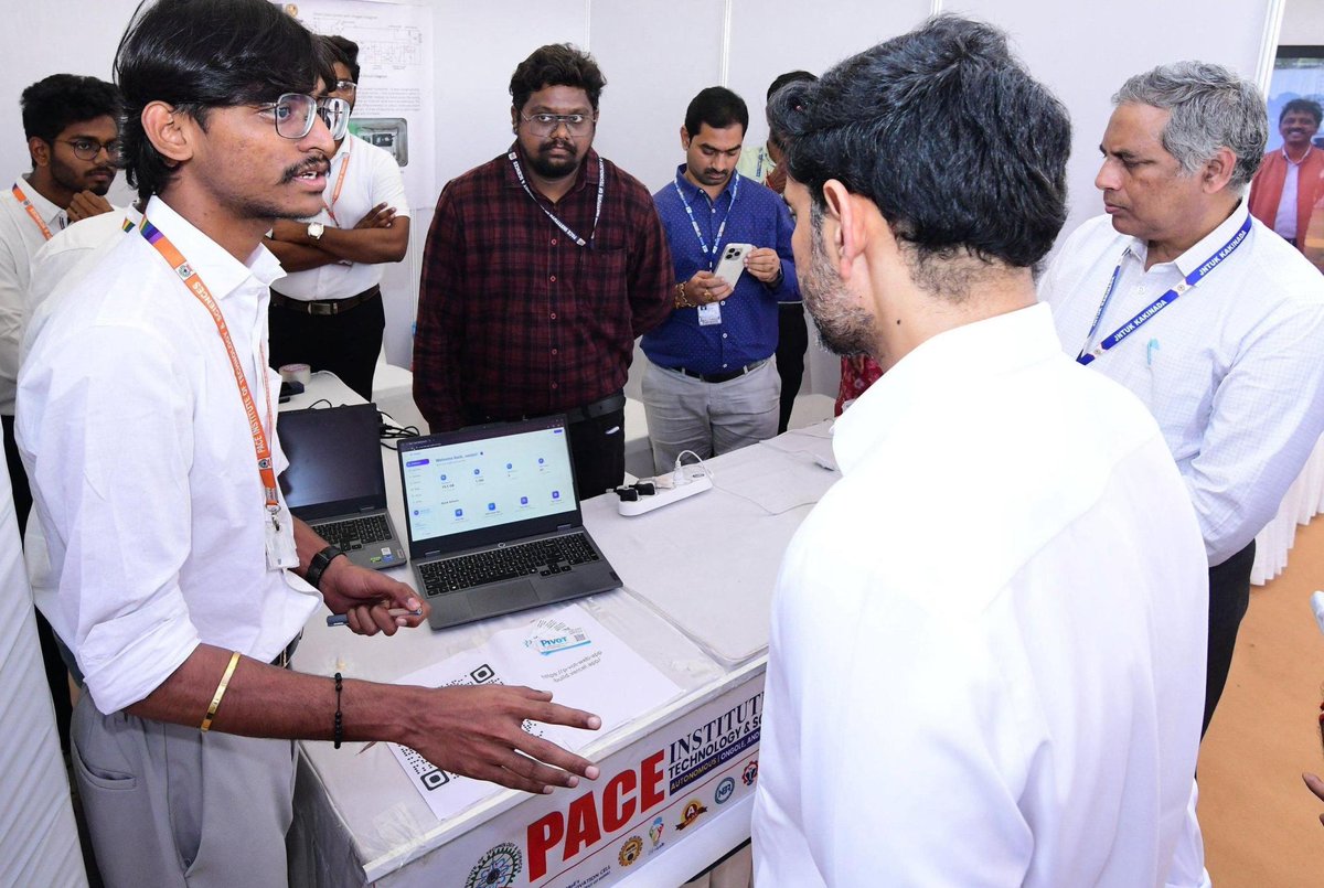 pace_its's tweet photo. PACE ITS is proud to be among the Top 20 colleges showcasing student startups at the JNTUK Innovation Fair, Kakinada. 🚀
Our startups KREFX &amp; PIVOT impressed Hon’ble Minister Nara Lokesh, who encouraged them toward the Ratan Tata Innovation Hub.
#StartupIndia https://t.co/lLTSH8Xwh1