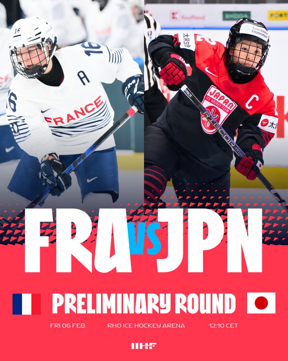 IIHFHockey's tweet photo. Coming up next: 🇫🇷 vs 🇯🇵! #Olympics #IIHF @Hockey_FRA @JPN_Ice_Hockey https://t.co/gHwXCxKSaU