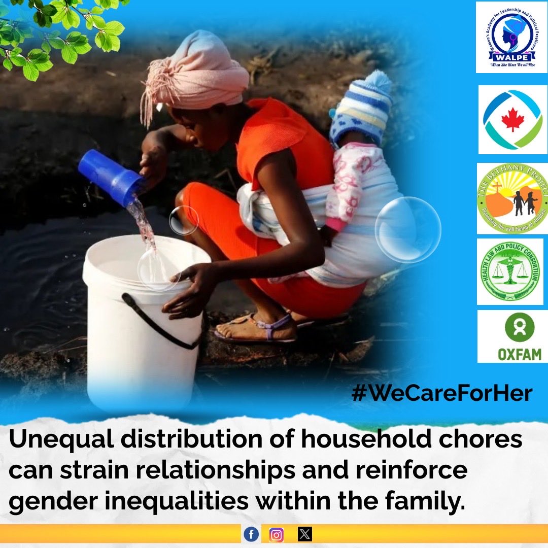 WalpeAcademy's tweet photo. #WeCareForHer
Unequal distribution of household chores can strain relationships &amp; reinforce gender inequalities within the family. It robs women &amp;girls of time, energy &amp;opportunities for education, paid work, leadership &amp;rest, while normalising inequality for the next generation. https://t.co/HwBdzkSp2d