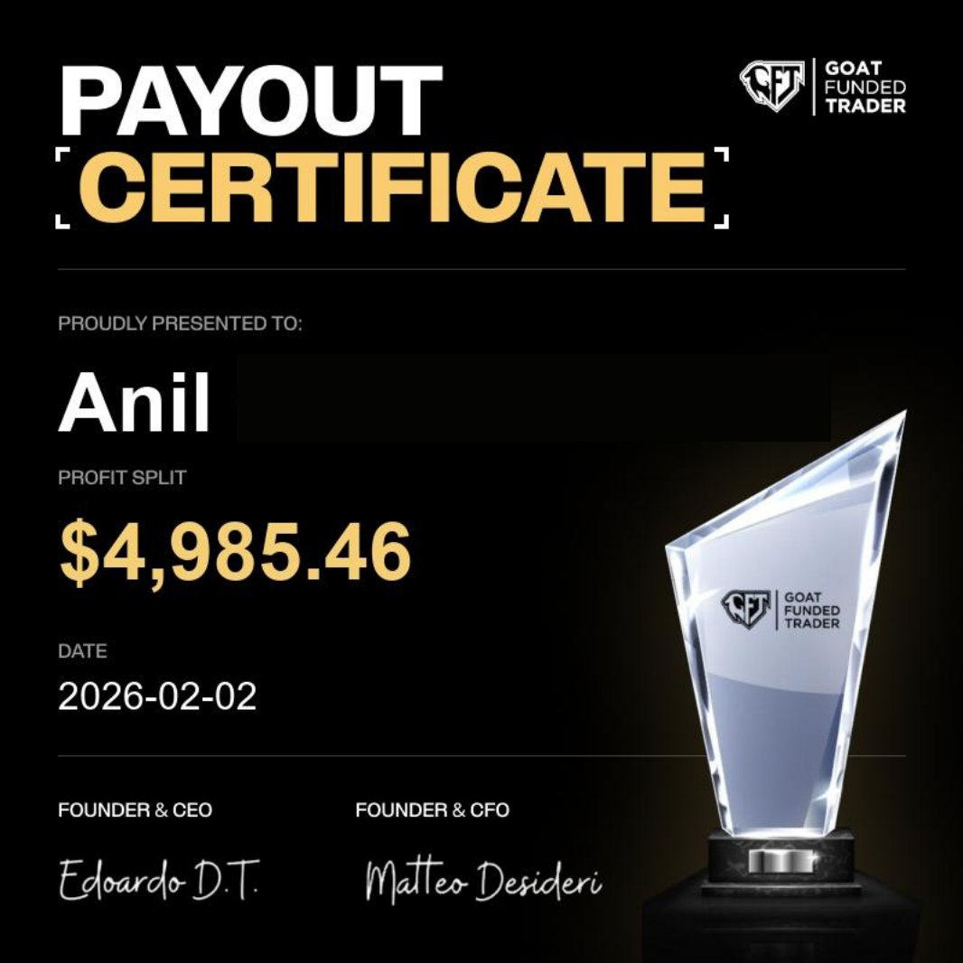 🎉 CONGRATS TO OUR GFT TRADERS 🎉

Another solid wave of real rewards at Goat Funded Trader 👇

🏆 Mohammed — $5,740.86
🏆 Kwamein — $6,000.00
🏆 Levi — $5,968.88
🏆 Anil — $4,985.46

Would you like to be the next one?