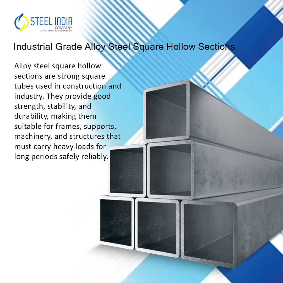 Steel_India_Co_'s tweet image. Alloy Steel Square Hollow Section delivers superior strength, precision, and durability for structural and industrial applications, ensuring reliable performance, long service life, and excellent load-bearing capacity.

#AlloySteel #Steelindiaco #SquareHollowSection #Structural