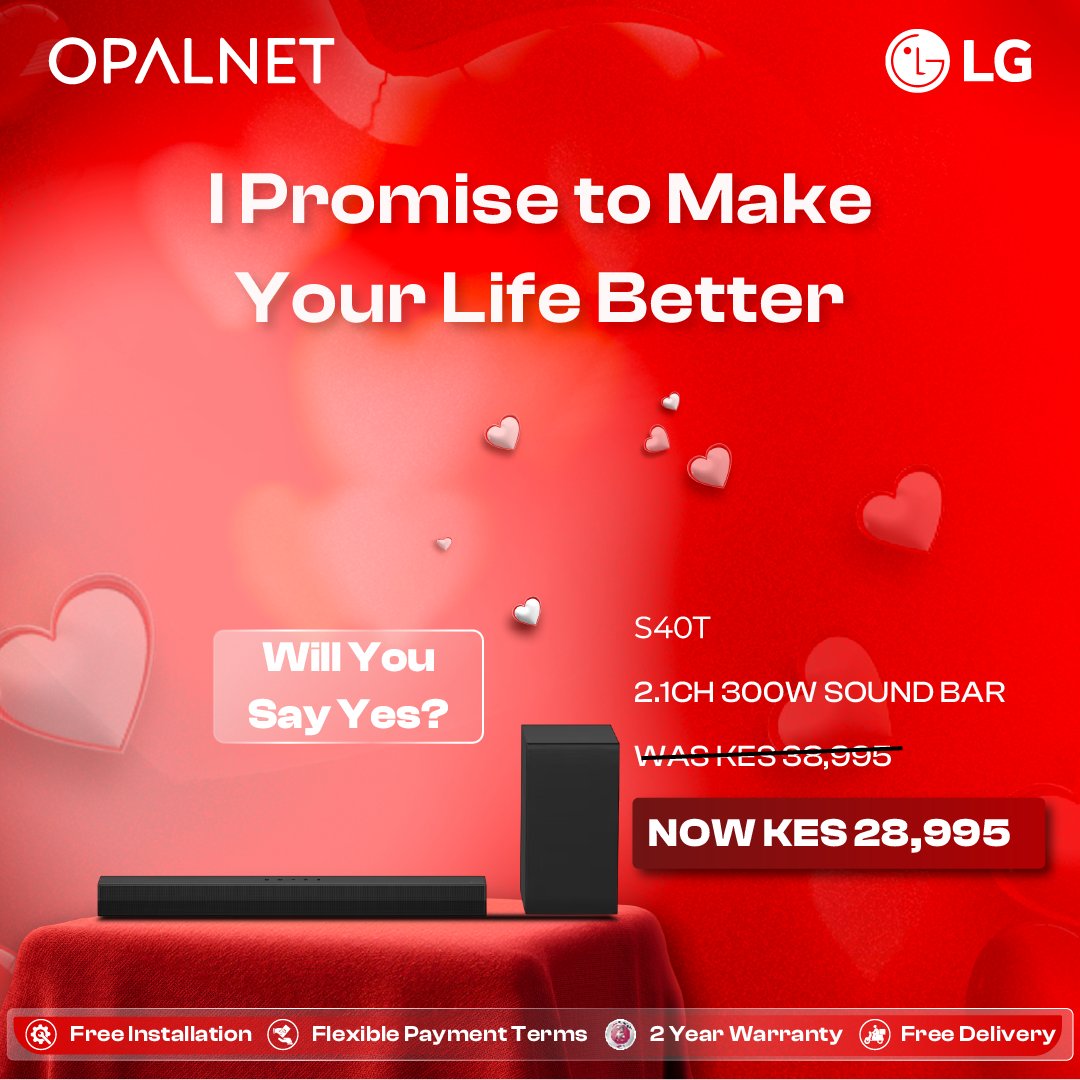 OpalnetLimited's tweet photo. Let love play softly this Valentine’s with immersive LG Audio .
Because the sweetest moments are the ones you share together.
https://t.co/sr5kM39gp4| 0711082811
#ValentinesWithLG #LoveInEverySound #LGSound https://t.co/U6venQHc6Z