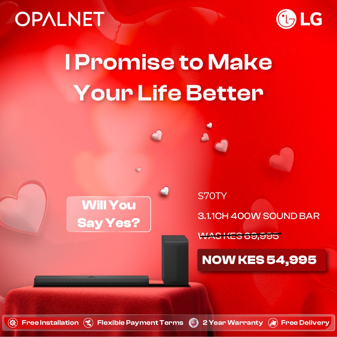 OpalnetLimited's tweet photo. Let love play softly this Valentine’s with immersive LG Audio .
Because the sweetest moments are the ones you share together.
https://t.co/sr5kM39gp4| 0711082811
#ValentinesWithLG #LoveInEverySound #LGSound https://t.co/U6venQHc6Z