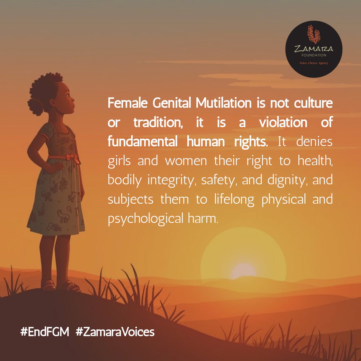 As we mark the International Day of Zero Tolerance for Female Genital Mutilation, we pause to reflect on the lives, dreams, and futures of millions of girls whose rights are cut short by this harmful practice. 

Female Genital Mutilation is not culture or tradition, it is a