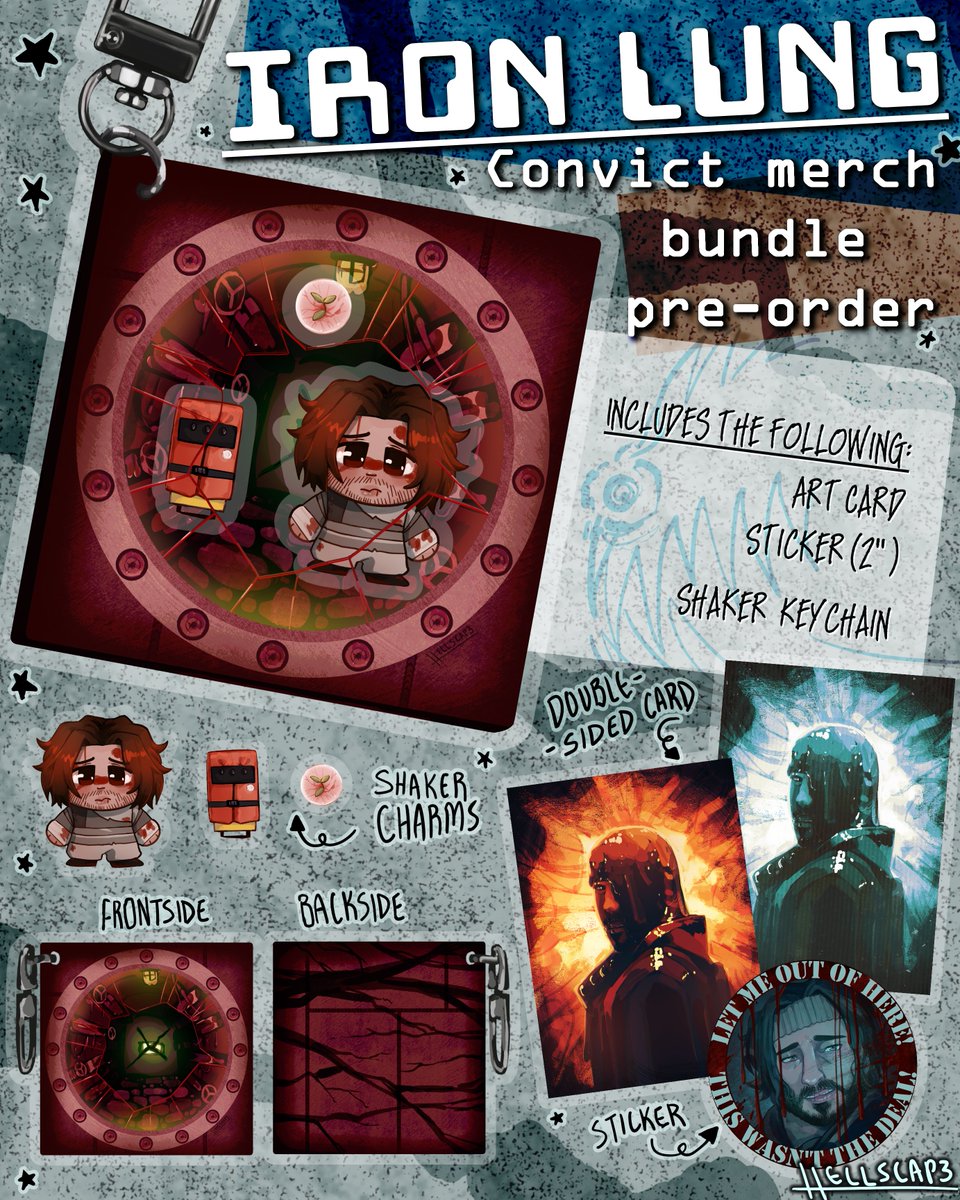 #IronLung Convict Merch Bundle Pre-Orders now live
🌱 Comes with shaker keychain, sticker and art card
✨Link below! ⬇🔗
#markiplier #ironlungmovie #queerartist #disabledartist