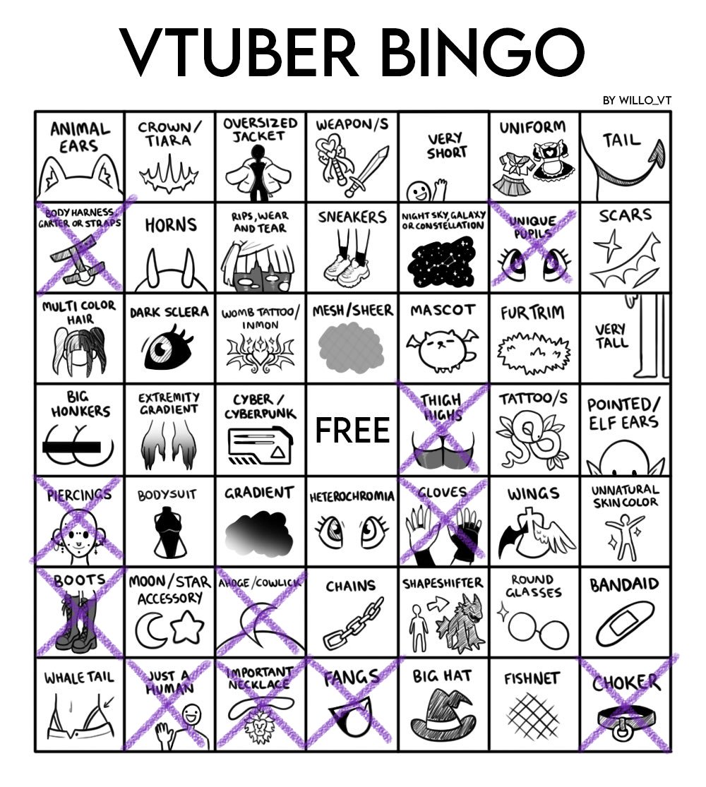 Mi bingo Shuguil 💜 Gracias por llenarlo conmigo en stream, shugagano 😗