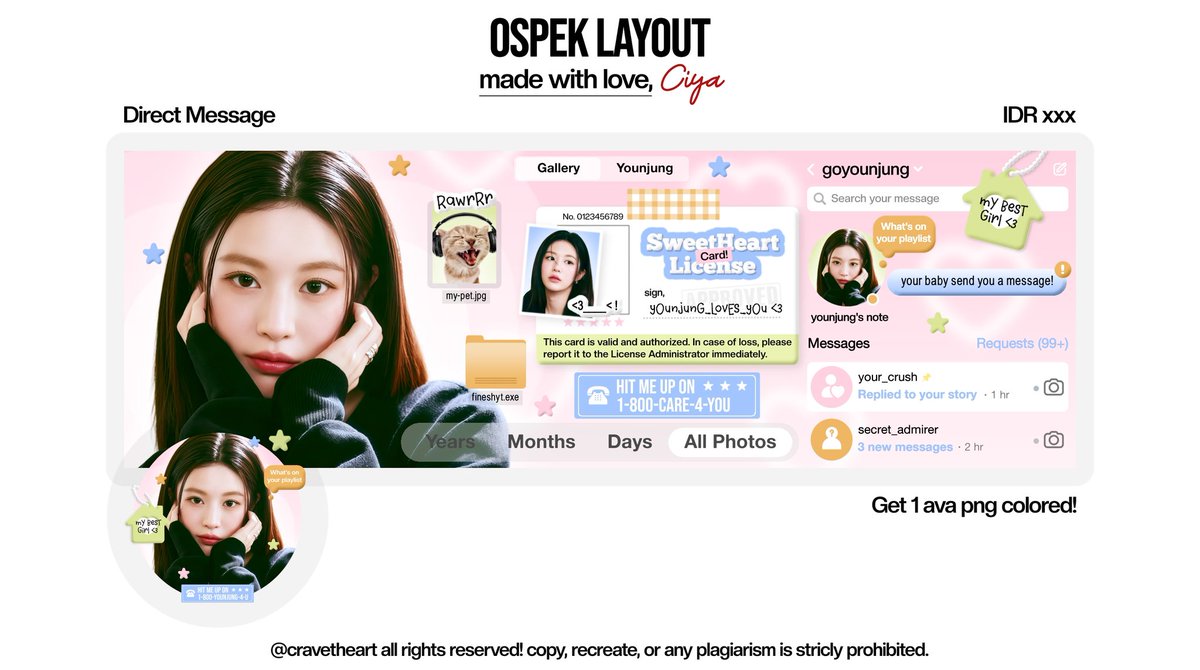 cravetheart's tweet image. help repost &amp;amp; ospek ya? tysm! ‹𝟹

aku lahiran 1 anak baruu, kenalan yuk? kalau tdk aman bisa dm aku baik2 yh :3

rencananya aku sell as template layout, kalau ada yg mau take lbh dulu di dm jg bisa 🫶🏻

layout yuha, wonhee, kya &amp;amp; younjung ufs, 15K/each free retext!

#zonauang