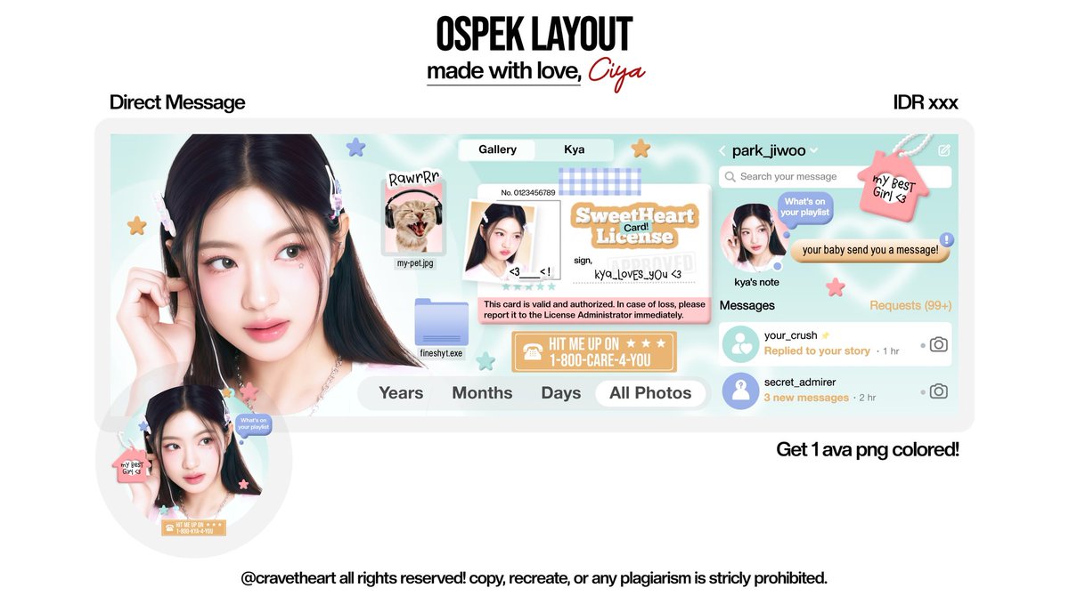 cravetheart's tweet image. help repost &amp;amp; ospek ya? tysm! ‹𝟹

aku lahiran 1 anak baruu, kenalan yuk? kalau tdk aman bisa dm aku baik2 yh :3

rencananya aku sell as template layout, kalau ada yg mau take lbh dulu di dm jg bisa 🫶🏻

layout yuha, wonhee, kya &amp;amp; younjung ufs, 15K/each free retext!

#zonauang