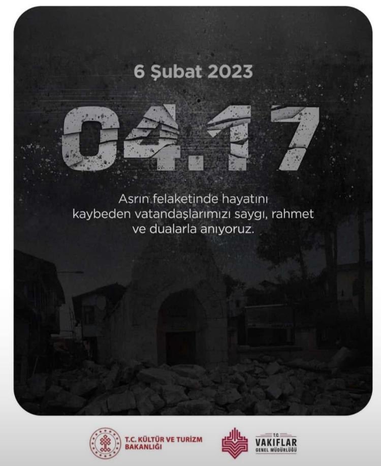 ACIMIZ ORTAK , YASIMIZ BİR… 

Asrın felaketinde kaybettiğimiz vatandaşlarımızı rahmetle anıyor, ailelerine ve milletimize başsağlığı diliyoruz.
<a href="/VakiflarGM/">VAKIFLAR GENEL MÜDÜRLÜĞÜ</a> 
<a href="/AdanaVakiflar/">Adana Vakıflar Bölge Müdürlüğü</a>